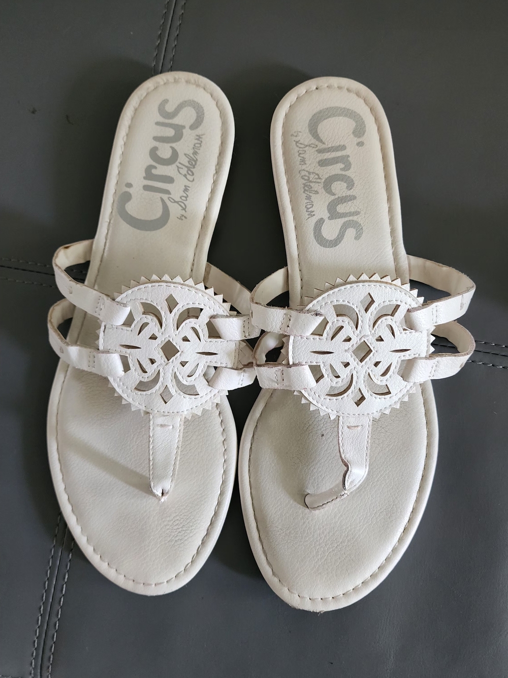 Circus by Sam Edelman White Cutout Medallion Thong Sandals